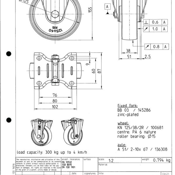 70257 Wicke KN BB 03/125/38R-Fixed Castor